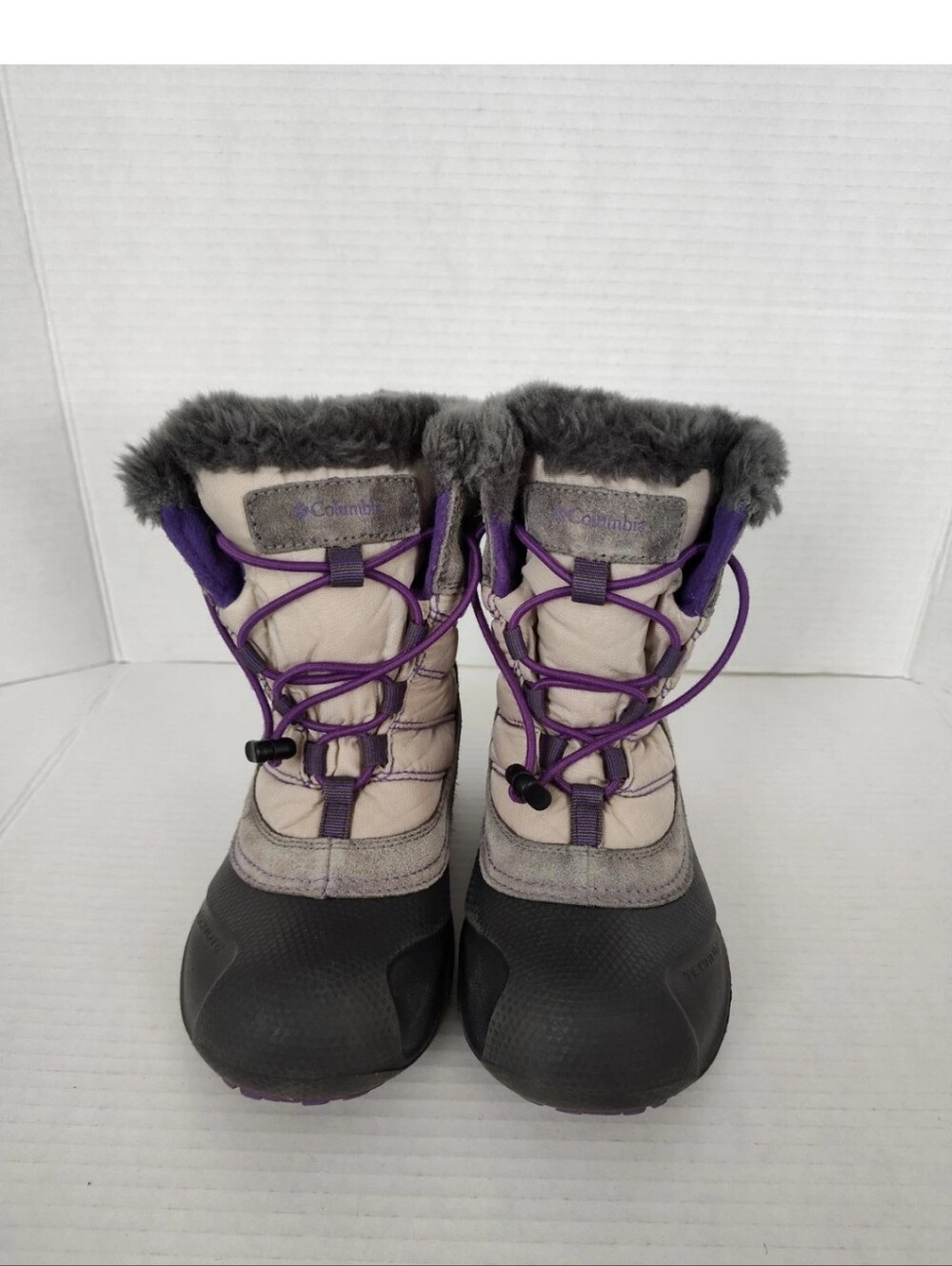 Columbia Kids Girls Snow Boots Size 2 Gray Purple Techlite Warm Winter Boots